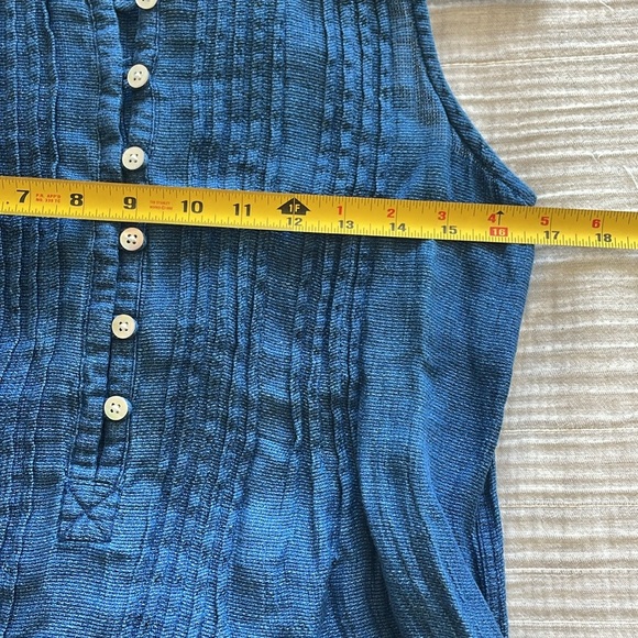 Faherty Isha Linen Shirt Dress XS Indigo Lagenlook Beachy Minimalist Boho Dress - Picture 14 of 15